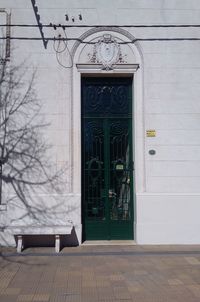 Closed door of building