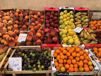 Various fruits for sale at market stall