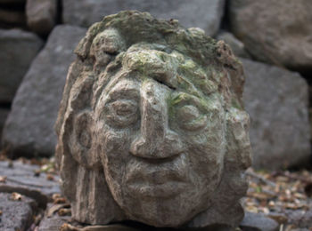 Close-up of statue on rock