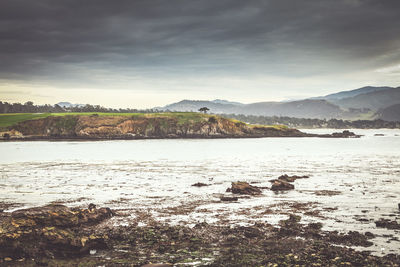 Scenic view of beach against sky