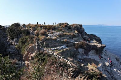 Scenic view of sea against clear sky