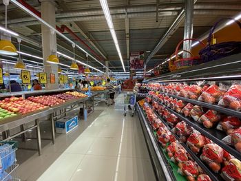 Elevated view of market stall