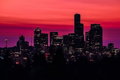 Illuminated cityscape at night