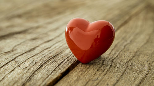 Close-up of heart shape on table