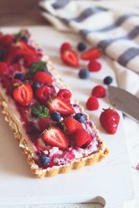 Close-up of strawberry cake