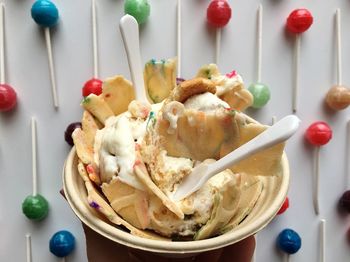 Close-up of ice cream in plate