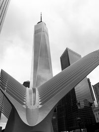 Low angle view of one world trade center against sky