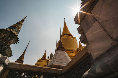 Low angle view of temple building against sky