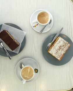 High angle view of breakfast on table