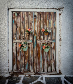 Closed door of building