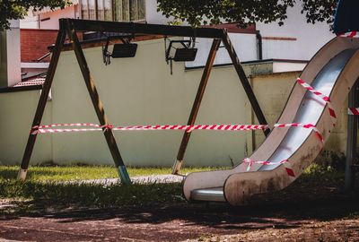 View of swing in park