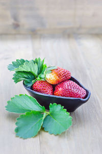 Close-up of strawberries on table