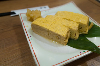 Close-up of served food in plate