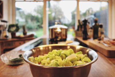 Close-up of food in bowl on table