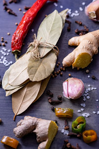 High angle view of food on table