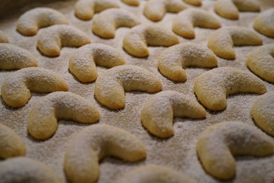 High angle view of cookies