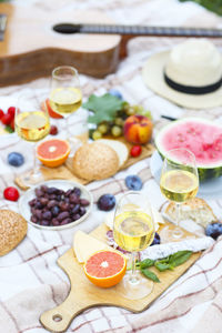 High angle view of fruits on table