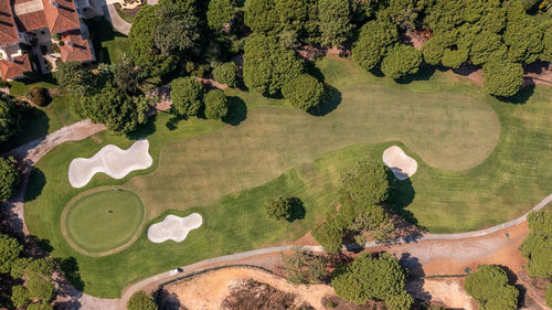 High angle view of golf course
