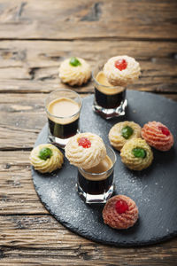 High angle view of cake on table