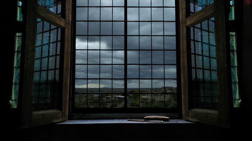 View of office building through window