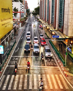 High angle view of traffic on city street