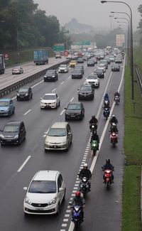 High angle view of traffic on road