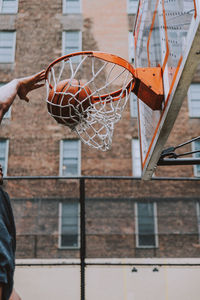 Basketball hoop against clear sky