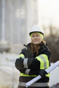 Female engineer at building site