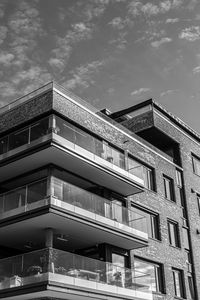 Low angle view of modern building against sky