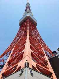 Low angle view of tower against clear sky