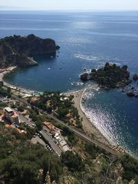 High angle view of sea against sky