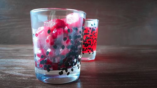 Close-up of fruits served on table