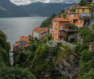 Small town in the mountain of comer lake italy