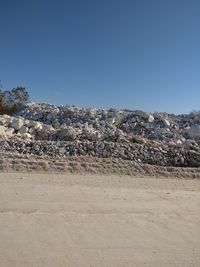 Scenic view of land against clear blue sky