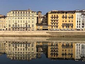 Reflection of buildings in city