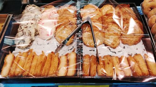 Close-up of ice cream for sale in store