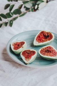 High angle view of fruits on table