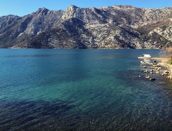 Scenic view of sea and mountains