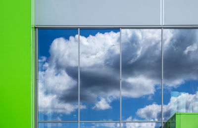 Panoramic view of sky seen through window