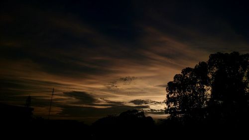 Silhouette trees against sky at sunset