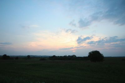 Scenic view of field against sky during sunset