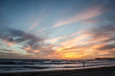 Scenic view of sea against sky at sunset