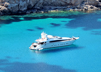 High angle view of ship in sea