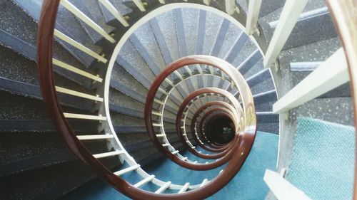 High angle view of spiral stairs