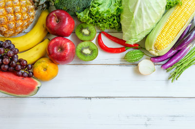 High angle view of fruits on table