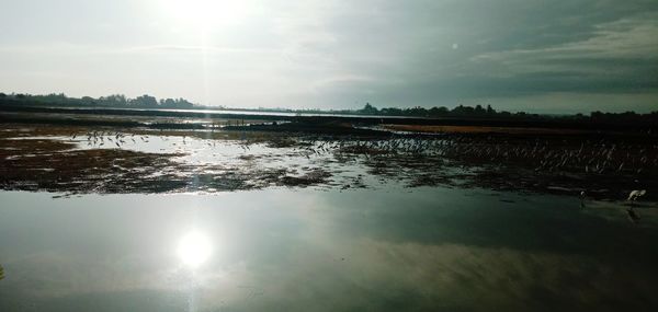 Scenic view of lake against sky