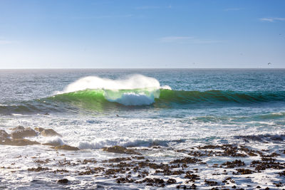 Scenic view of sea against clear sky