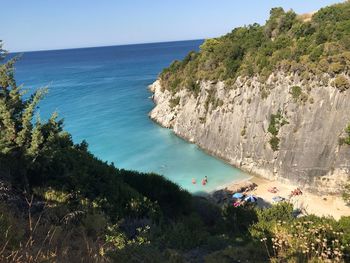 High angle view of beach against sky