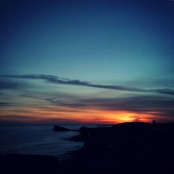 Scenic view of sea against sky at sunset