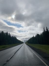 Surface level of road against sky